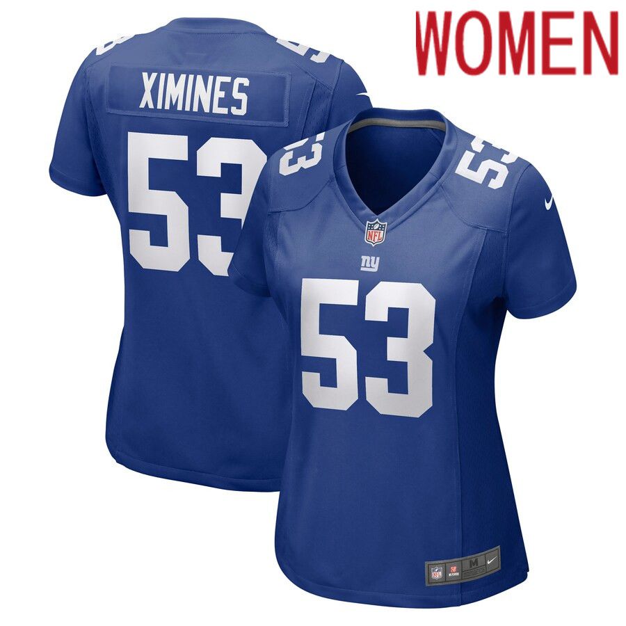 Women New York Giants #53 Oshane Ximines Nike Royal Game NFL Jersey->women nfl jersey->Women Jersey